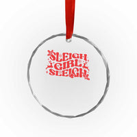 Funny Christmas Crystal Glass Ornament Sleigh Girl Sleigh Reindeer - Wonder Print Shop