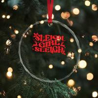 Funny Christmas Crystal Glass Ornament Sleigh Girl Sleigh Reindeer - Wonder Print Shop