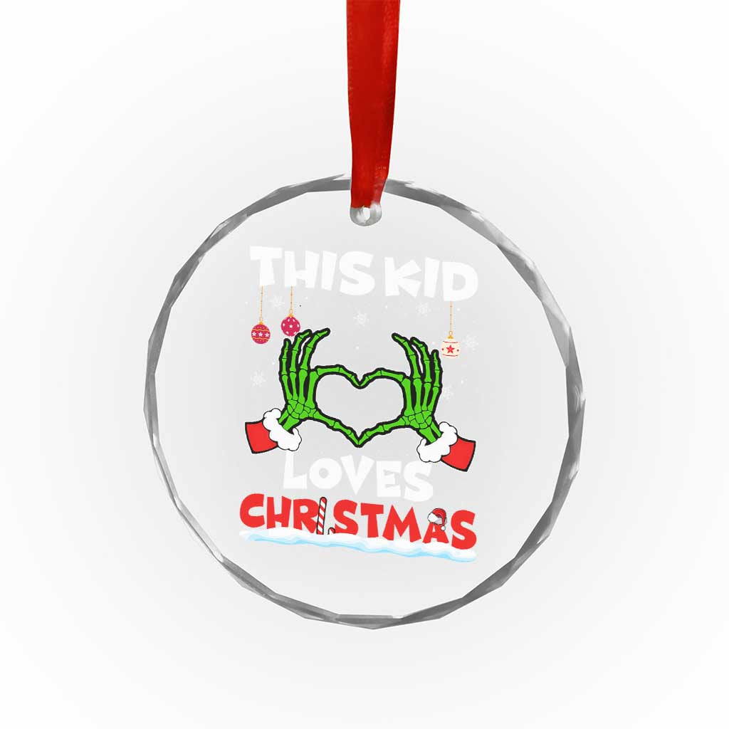 Funny Christmas Crystal Glass Ornament This Kid Loves Xmas Skeleton Heart TS02
