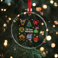 Funny Christmas Crystal Glass Ornament Tis The Season Neon Lights Santa Gingerbread - Wonder Print Shop