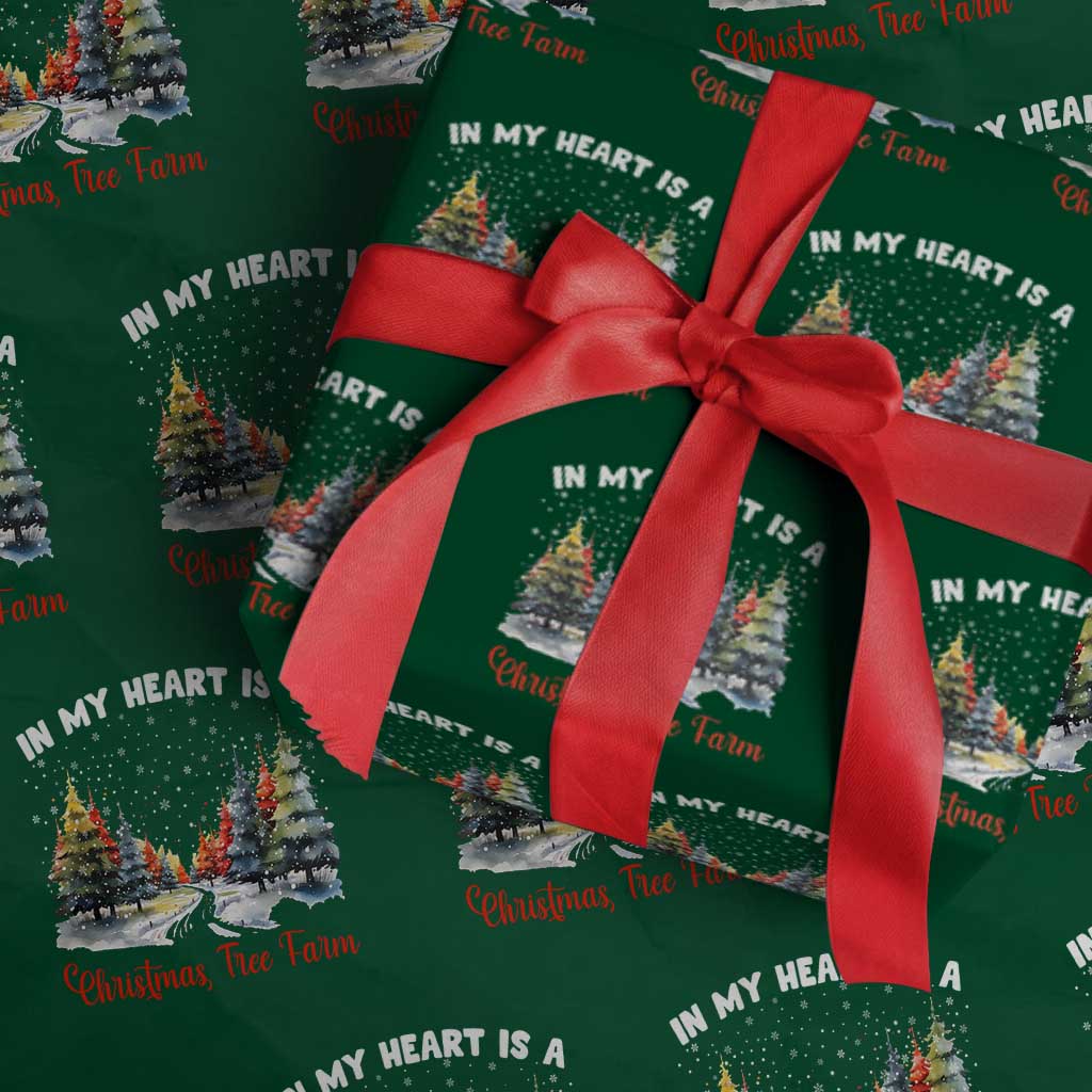Funny Christmas Wrapping Paper Roll In My Heart Is A Xmas Tree Farm Retro Vintage Clothing