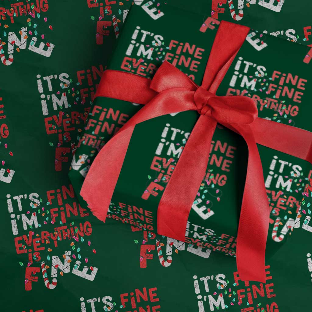 Funny Christmas Wrapping Paper Roll It's Fine I'm Fine Everthing Is Fine Xmas Lights