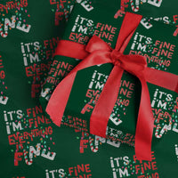 Funny Christmas Wrapping Paper Roll It's Fine I'm Fine Everthing Is Fine Xmas Lights