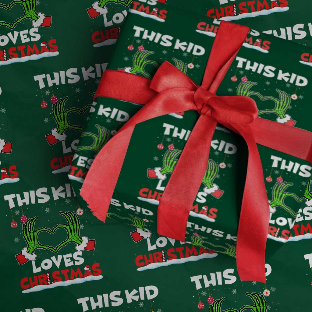 Funny Christmas Wrapping Paper Roll This Kid Loves Xmas Skeleton Heart