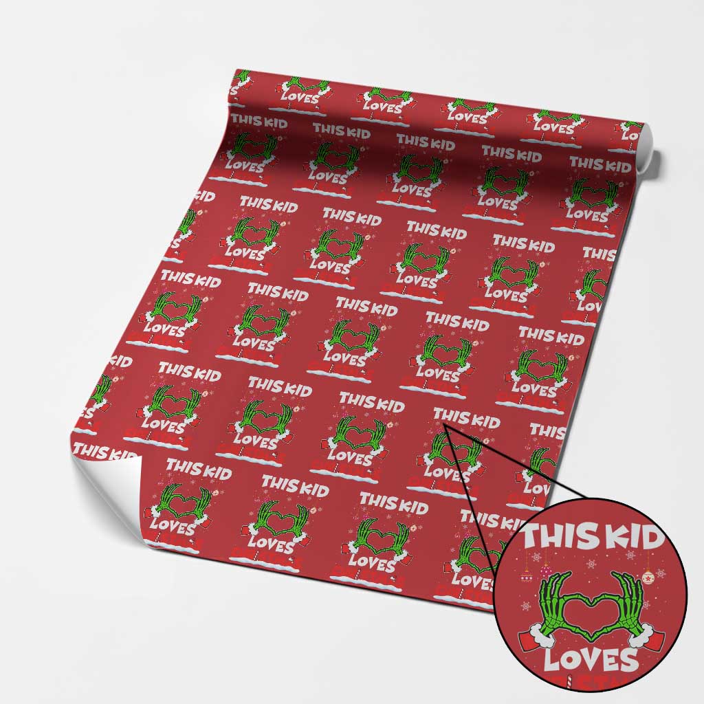 Funny Christmas Wrapping Paper Roll This Kid Loves Xmas Skeleton Heart