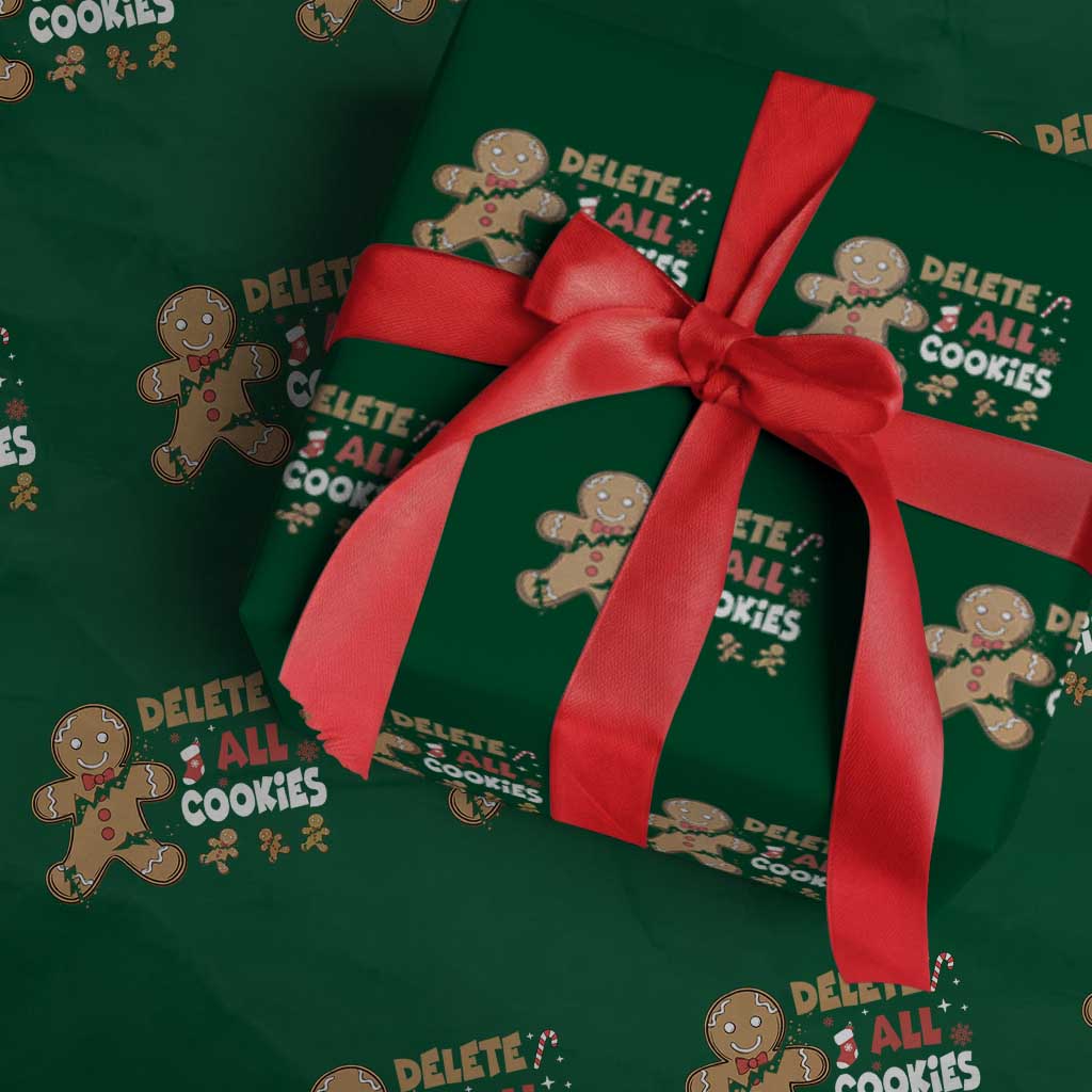 Funny Christmas Delete All Cookies Wrapping Paper Roll Xmas Gingerbread - Wonder Print Shop