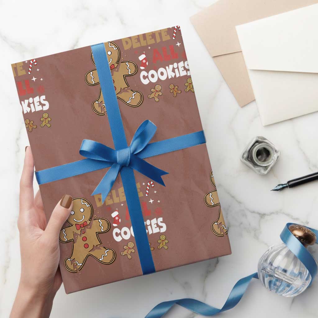 Funny Christmas Delete All Cookies Wrapping Paper Roll Xmas Gingerbread - Wonder Print Shop