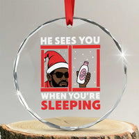 Funny Christmas Diddy Crystal Glass Ornament He Sees You When You Are Sleeping Baby Oil - Wonder Print Shop