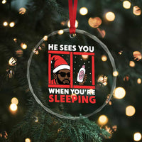 Funny Christmas Diddy Crystal Glass Ornament He Sees You When You Are Sleeping Baby Oil - Wonder Print Shop
