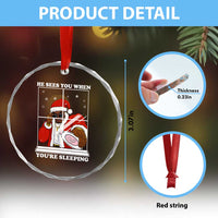 Funny Christmas Diddy Crystal Glass Ornament He Sees You When Youre Sleeping Dirty Ugly Xmas - Wonder Print Shop