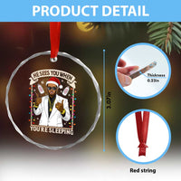 Funny Christmas Diddy Crystal Glass Ornament He Sees You When Youre Sleeping Dirty Xmas Lights - Wonder Print Shop