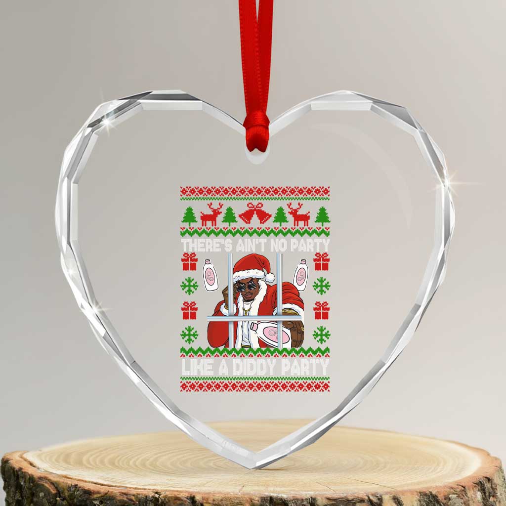 Funny Christmas Diddy Heart Crystal Glass Ornament Aint No Party Like A Diddy Party Baby Oil Dirty Ugly Xmas - Wonder Print Shop