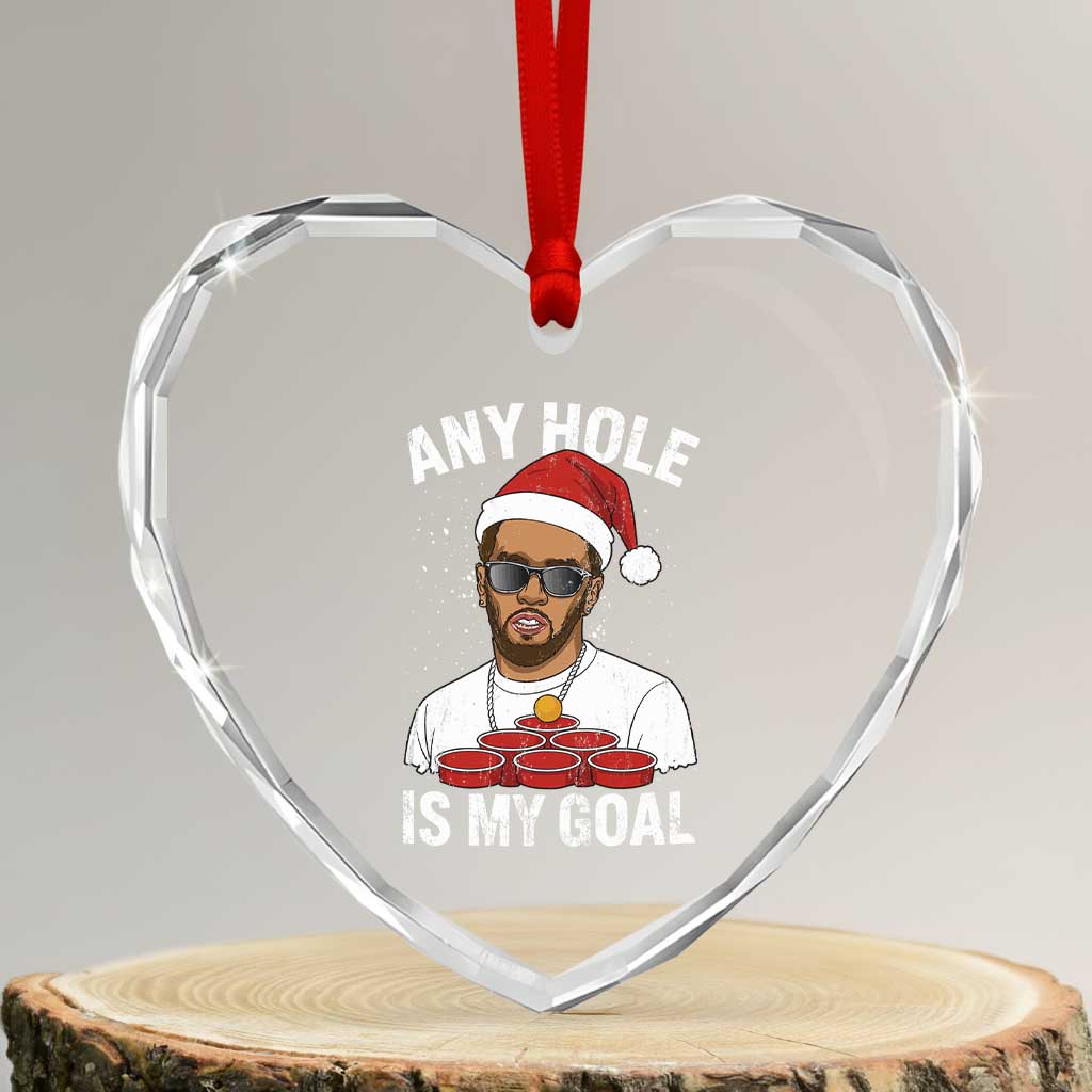 Funny Christmas Diddy Heart Crystal Glass Ornament Any Hole is My Goal - Wonder Print Shop