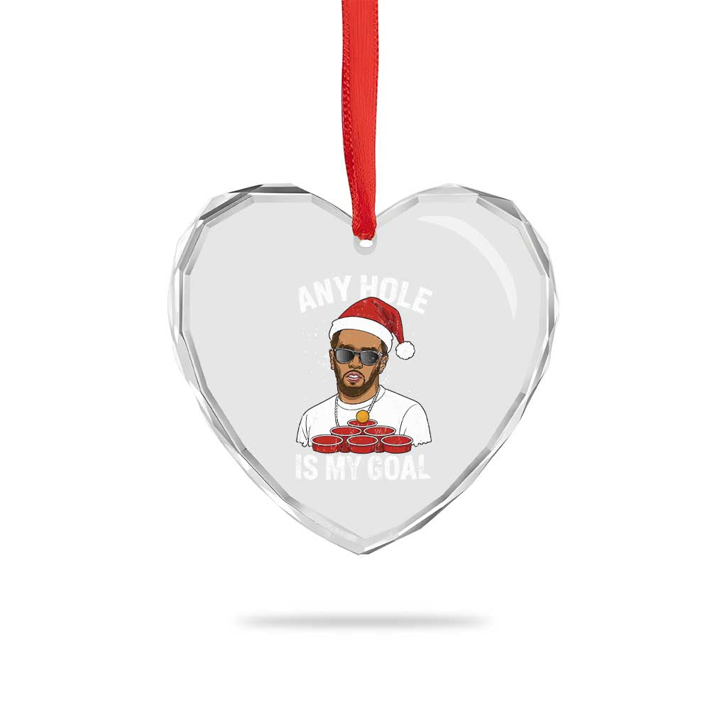 Funny Christmas Diddy Heart Crystal Glass Ornament Any Hole is My Goal - Wonder Print Shop