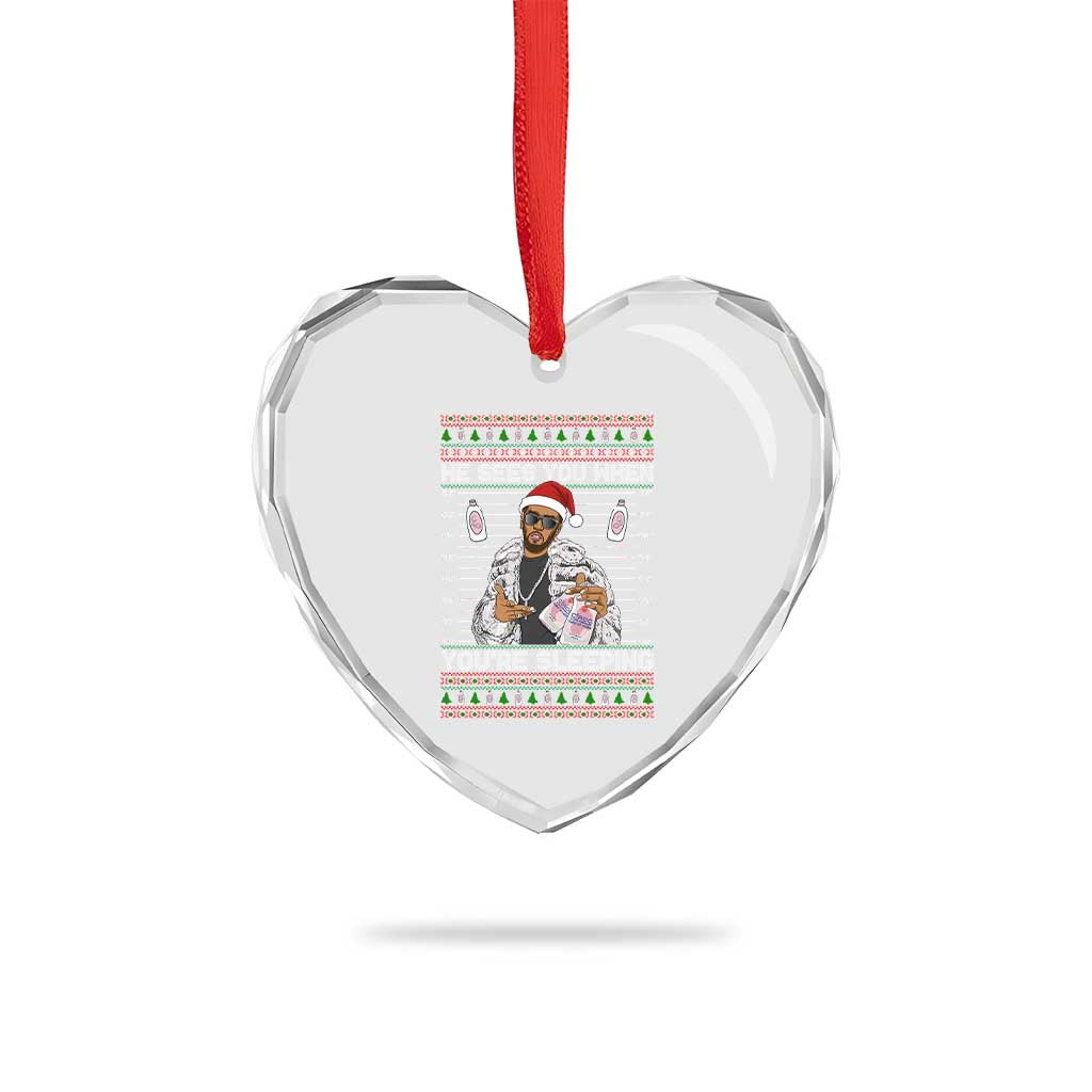 Funny Christmas Diddy Heart Crystal Glass Ornament Diddy Sees You When Youre Sleeping Ugly Xmas - Wonder Print Shop