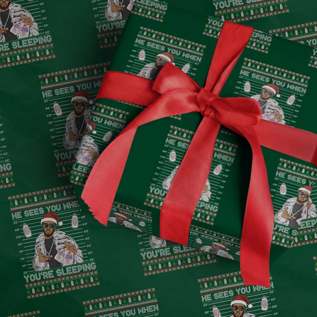 Funny Christmas Diddy Wrapping Paper Roll Diddy Sees You When Youre Sleeping Ugly Xmas - Wonder Print Shop