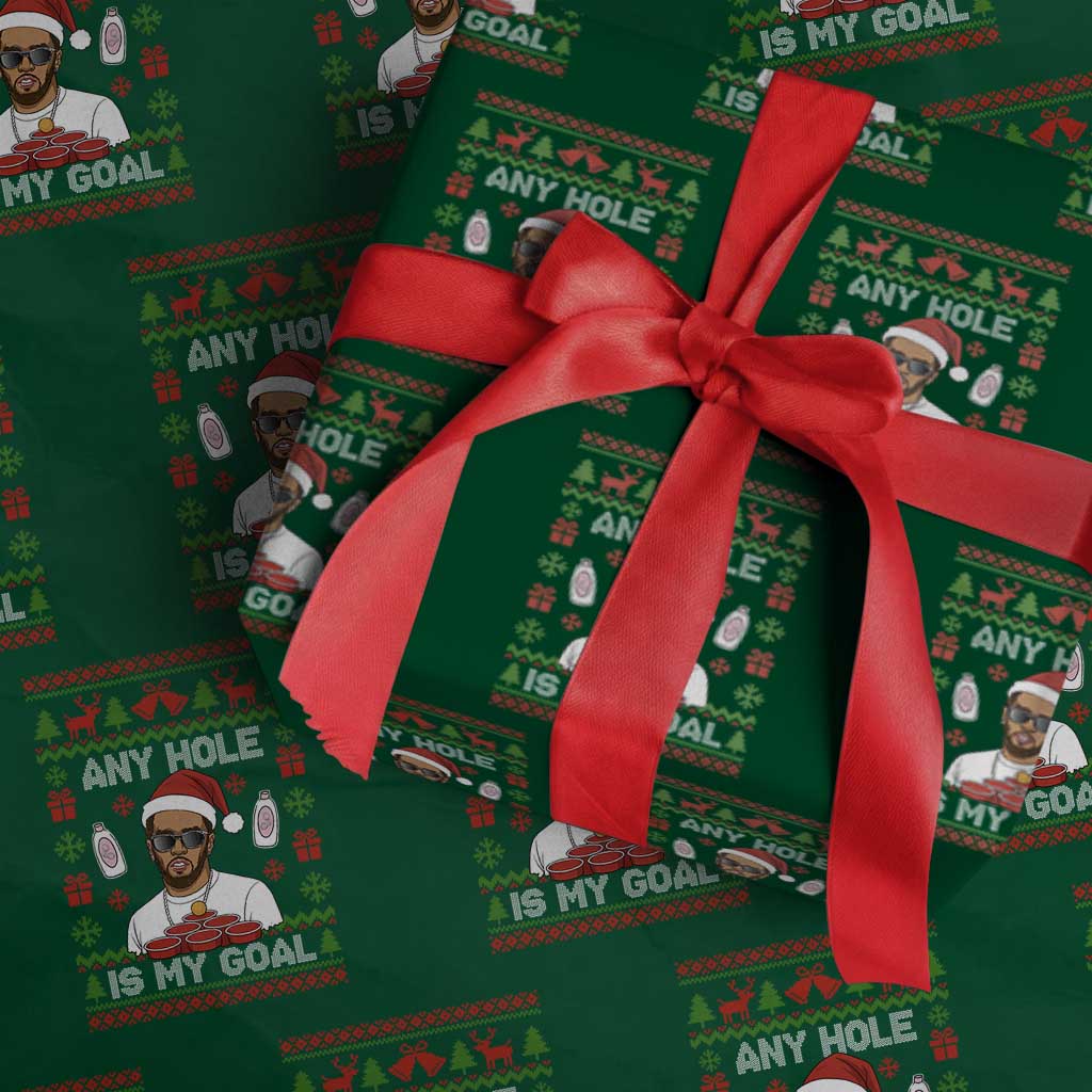 Funny Christmas Diddy Wrapping Paper Roll Embarrassing Any Hole is My Goal Dirty Ugly Xmas - Wonder Print Shop