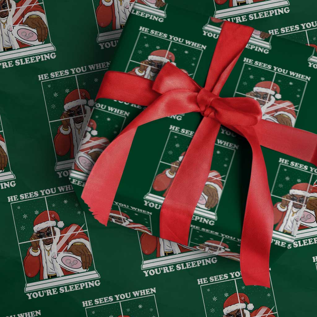 Funny Christmas Diddy Wrapping Paper Roll He Sees You When Youre Sleeping Dirty Ugly Xmas - Wonder Print Shop