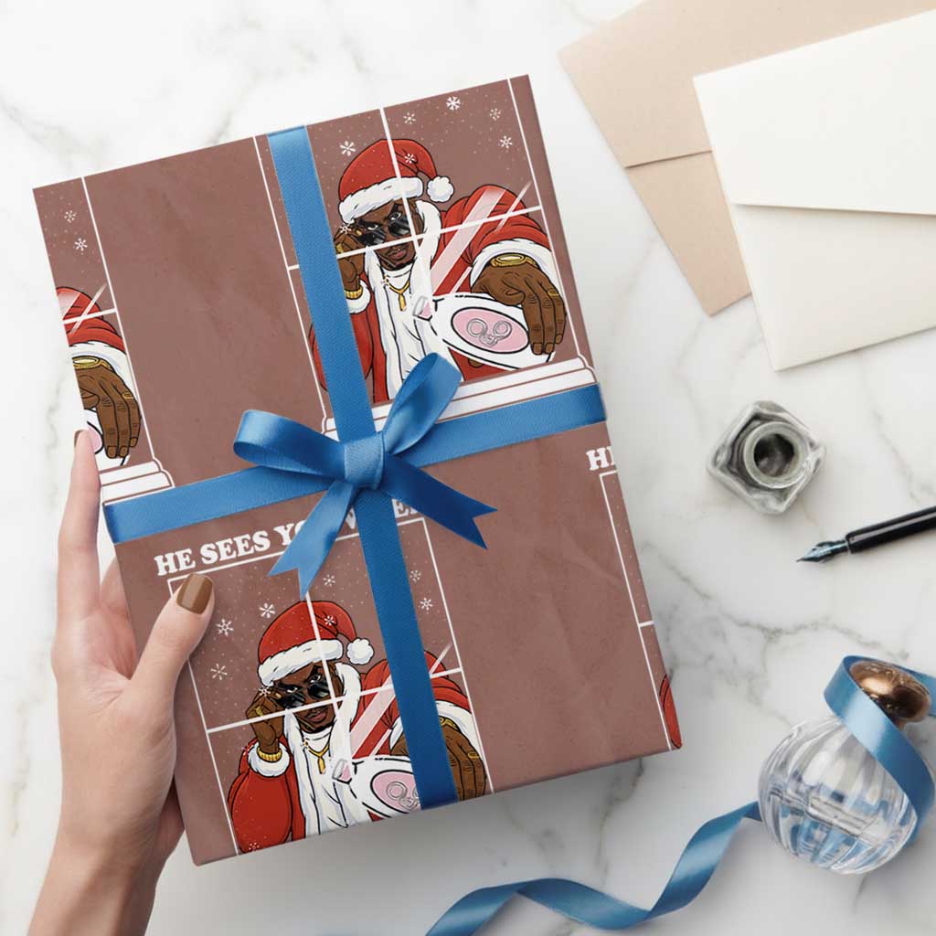 Funny Christmas Diddy Wrapping Paper Roll He Sees You When Youre Sleeping Dirty Ugly Xmas - Wonder Print Shop