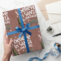 Funny Christmas Dino Wrapping Paper Roll I Believe In Santa And Dinosaur - Wonder Print Shop