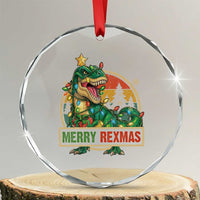 Funny Christmas Dinosaur Crystal Glass Ornament Merry Rexmas Dino Xmas Tree - Wonder Print Shop