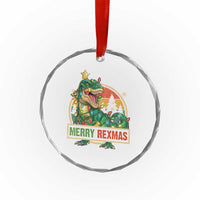 Funny Christmas Dinosaur Crystal Glass Ornament Merry Rexmas Dino Xmas Tree - Wonder Print Shop