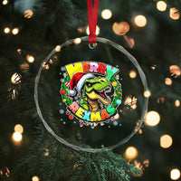 Funny Christmas Dinosaur Crystal Glass Ornament Merry Rexmas Dino Xmas Wreath - Wonder Print Shop