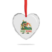Funny Christmas Dinosaur Heart Crystal Glass Ornament Merry Rexmas Dino Xmas Tree - Wonder Print Shop