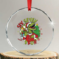 Funny Christmas Dinosaur Lover Gift Crystal Glass Ornament Trending Six Seven Bruh - Wonder Print Shop