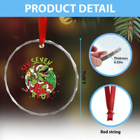 Funny Christmas Dinosaur Lover Gift Crystal Glass Ornament Trending Six Seven Bruh - Wonder Print Shop
