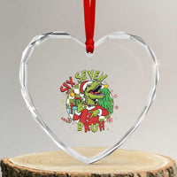 Funny Christmas Dinosaur Lover Gift Heart Crystal Glass Ornament Trending Six Seven Bruh - Wonder Print Shop