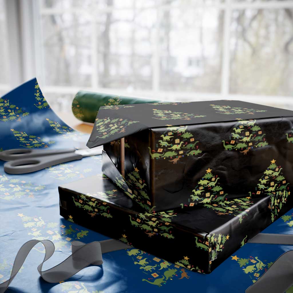Funny Christmas Dinosaur Wrapping Paper Roll Dino Xmas Tree Rex Paleontologist - Wonder Print Shop