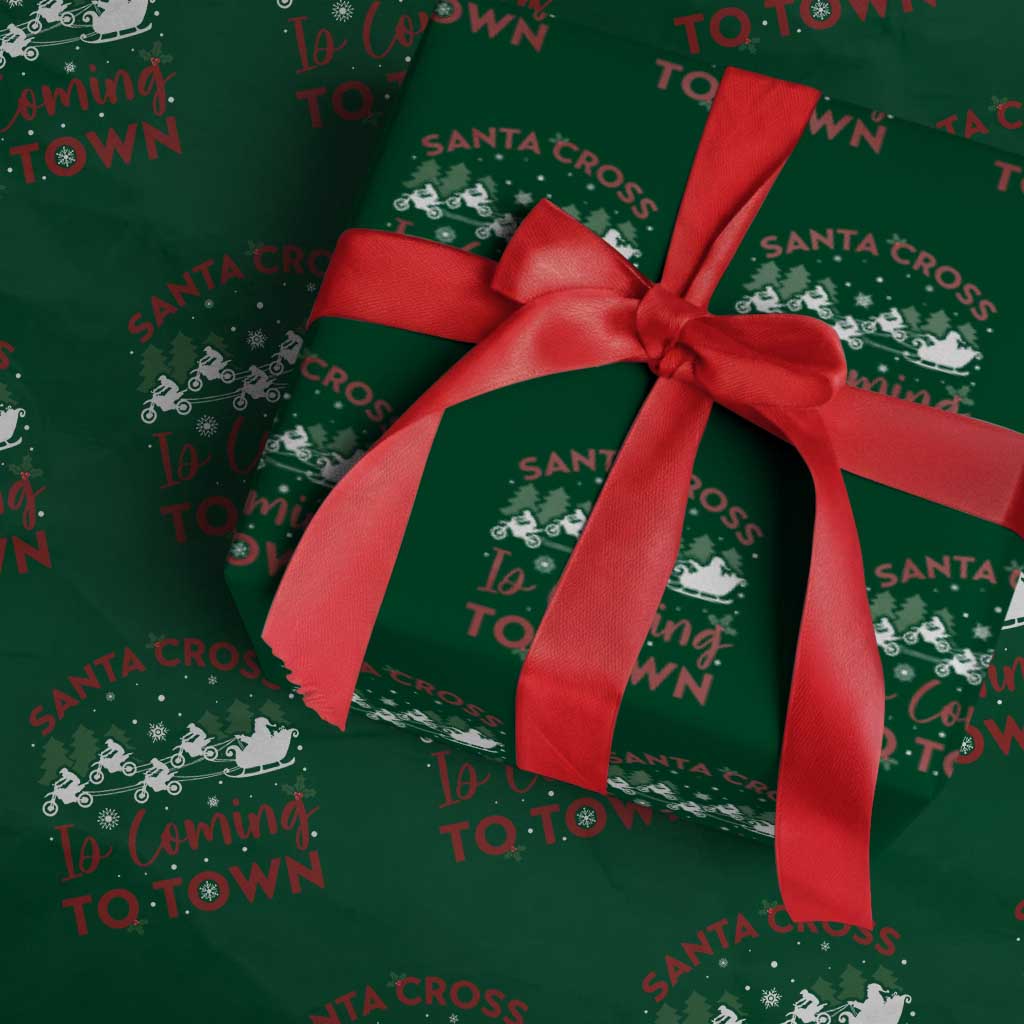 Funny Christmas Dirt Bike Wrapping Paper Roll Santa Cross Is Coming To Town Motorcross - Wonder Print Shop