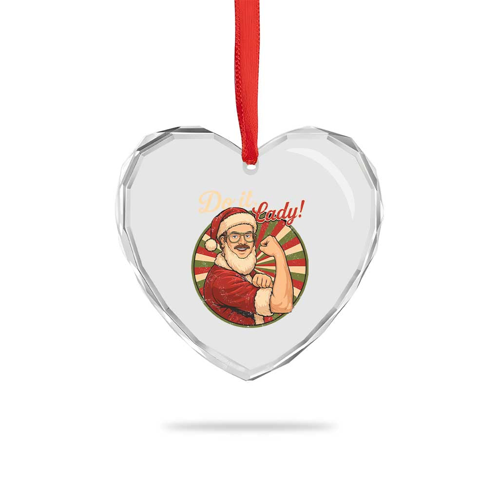 Funny Christmas Do It Lady Heart Crystal Glass Ornament Mustache Guy Meme Santa Cosplay - Wonder Print Shop