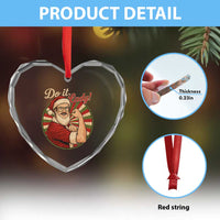 Funny Christmas Do It Lady Heart Crystal Glass Ornament Mustache Guy Meme Santa Cosplay - Wonder Print Shop