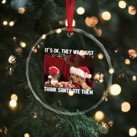 Funny Christmas Dog And Cat Crystal Glass Ornament It's Ok They Will Just Think Santa Ate Them - Wonder Print Shop
