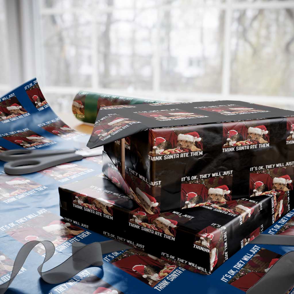 Funny Christmas Dog And Cat Wrapping Paper Roll It's Ok They Will Just Think Santa Ate Them - Wonder Print Shop