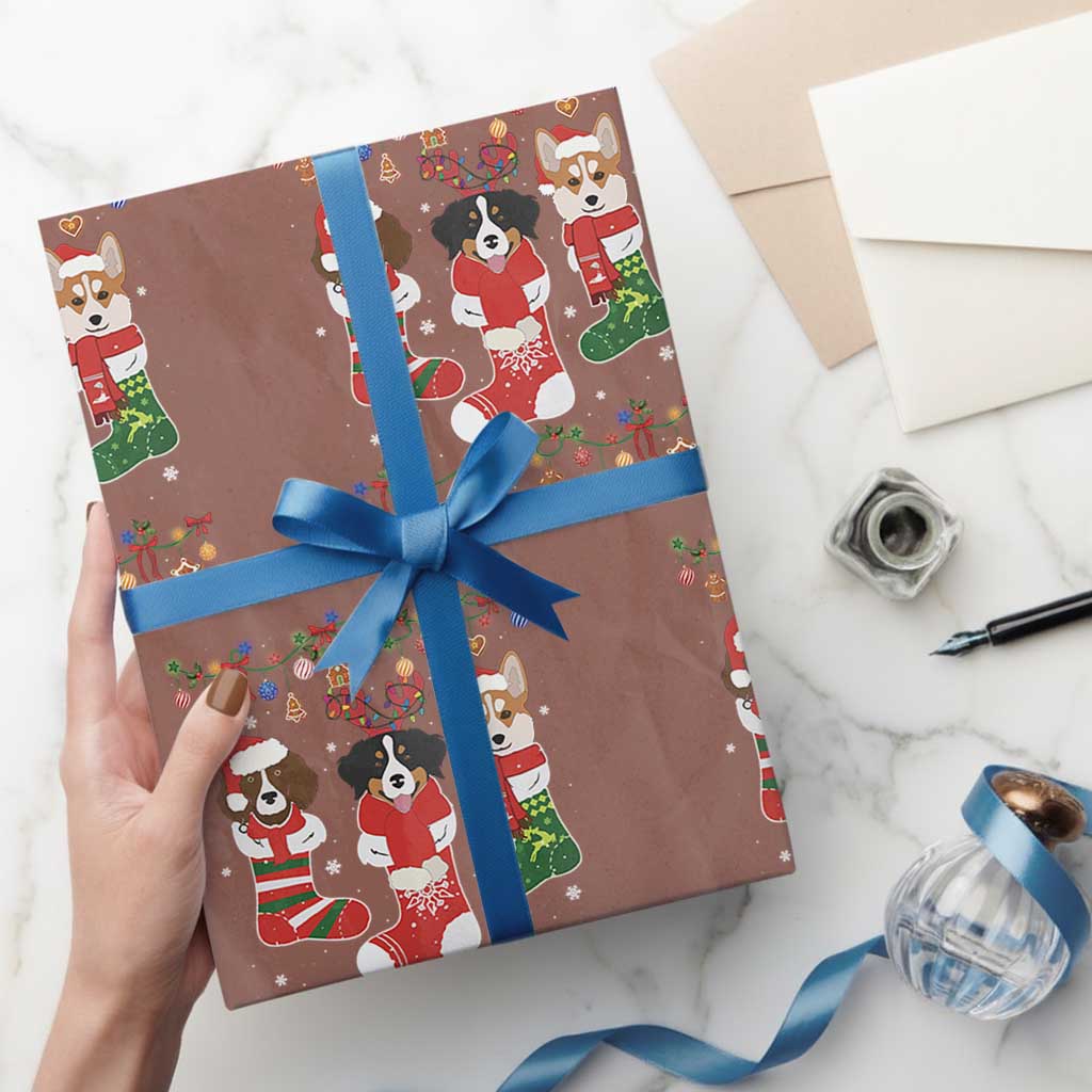 Funny Christmas Dog Owner Wrapping Paper Roll Socks Xmas Holiday - Wonder Print Shop