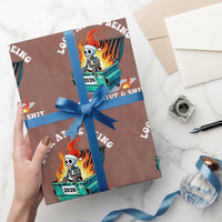 Funny Christmas Dumpster Fire Skeleton 2026 Wrapping Paper Roll Look At Me Being All Festive And Shit - Wonder Print Shop