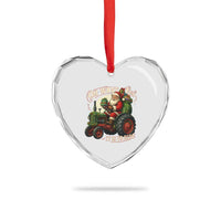 Funny Christmas Farmer Heart Crystal Glass Ornament Oh What Fun It Is To Ride Santa Farm Tractor - Wonder Print Shop
