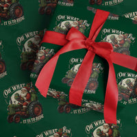 Funny Christmas Farmer Wrapping Paper Roll Oh What Fun It Is To Ride Santa Farm Tractor - Wonder Print Shop