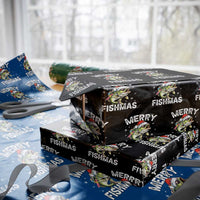 Funny Christmas Fishing Wrapping Paper Roll Merry Fishmas Bass Fish Rod - Wonder Print Shop