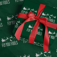 Funny Christmas Fly You Fools Wrapping Paper Roll Fantasy Movie Fellowship Santa Sleigh Reindeer - Wonder Print Shop