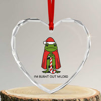 Funny Christmas Frog Knight Heart Crystal Glass Ornament I Am Burnt Out M Lord Medieval Meme - Wonder Print Shop