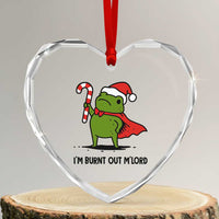 Funny Christmas Frog Knight Heart Crystal Glass Ornament I Am Burnt Out M Lord Medieval Meme Candy Cane - Wonder Print Shop