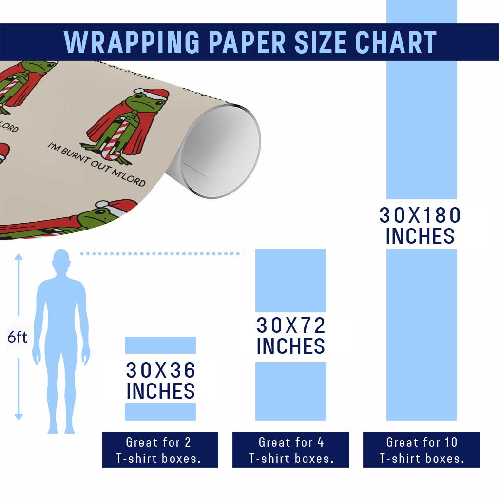 Funny Christmas Frog Knight Wrapping Paper Roll I Am Burnt Out M Lord Medieval Meme - Wonder Print Shop