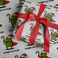 Funny Christmas Frog Knight Wrapping Paper Roll I Am Burnt Out M Lord Medieval Meme Candy Cane - Wonder Print Shop