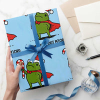Funny Christmas Frog Knight Wrapping Paper Roll I Am Burnt Out M Lord Medieval Meme Candy Cane - Wonder Print Shop