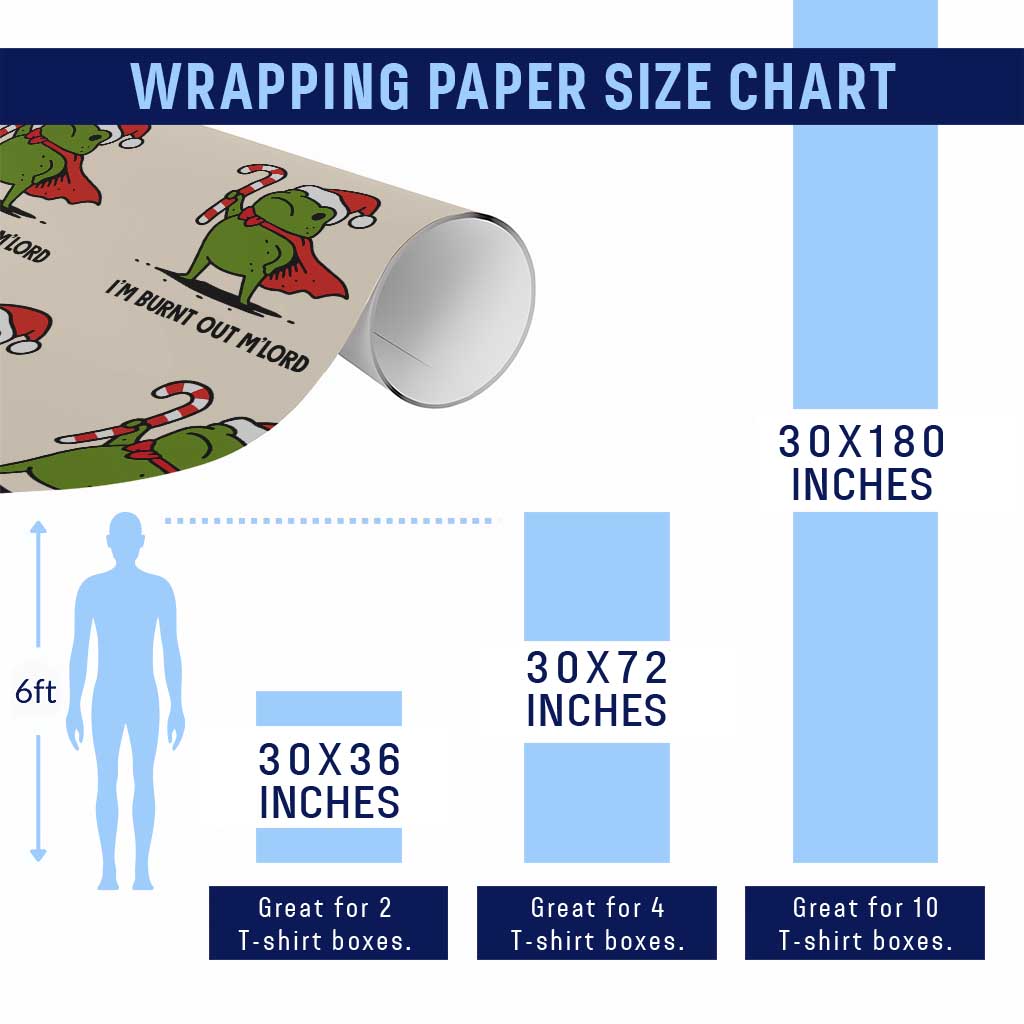 Funny Christmas Frog Knight Wrapping Paper Roll I Am Burnt Out M Lord Medieval Meme Candy Cane - Wonder Print Shop