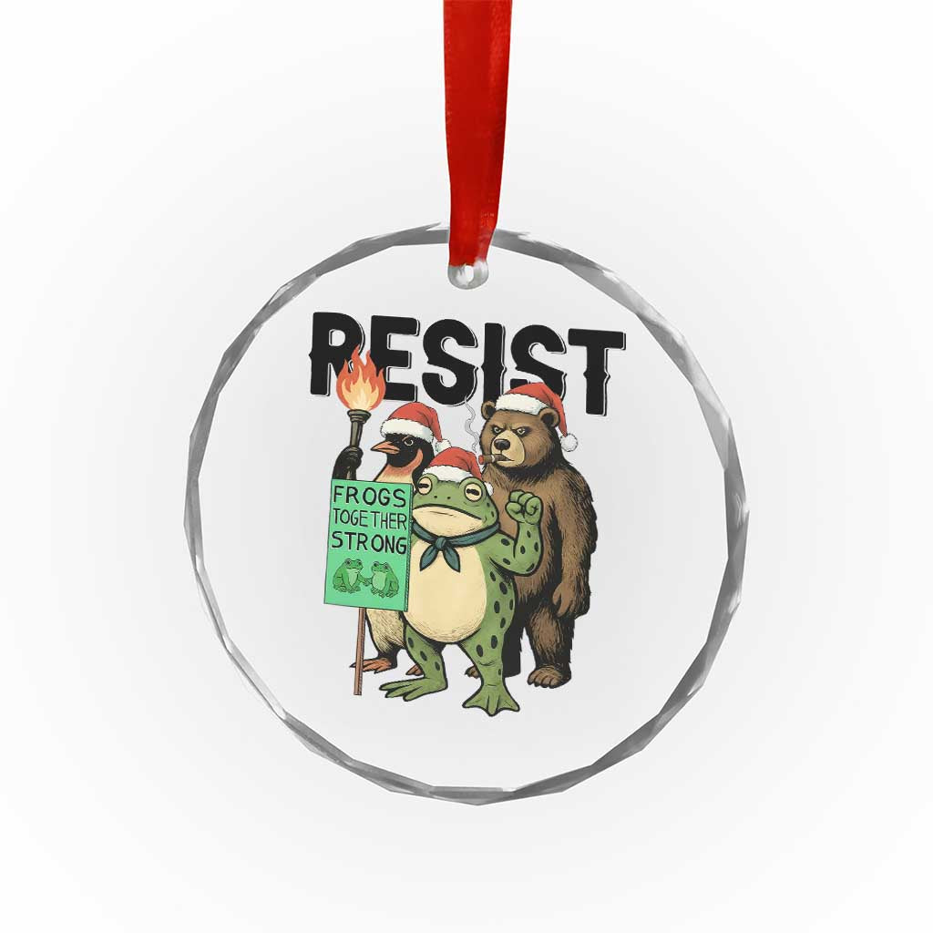 Funny Christmas Frogs Together Strong Crystal Glass Ornament Portland Resist Meme Gift - Wonder Print Shop
